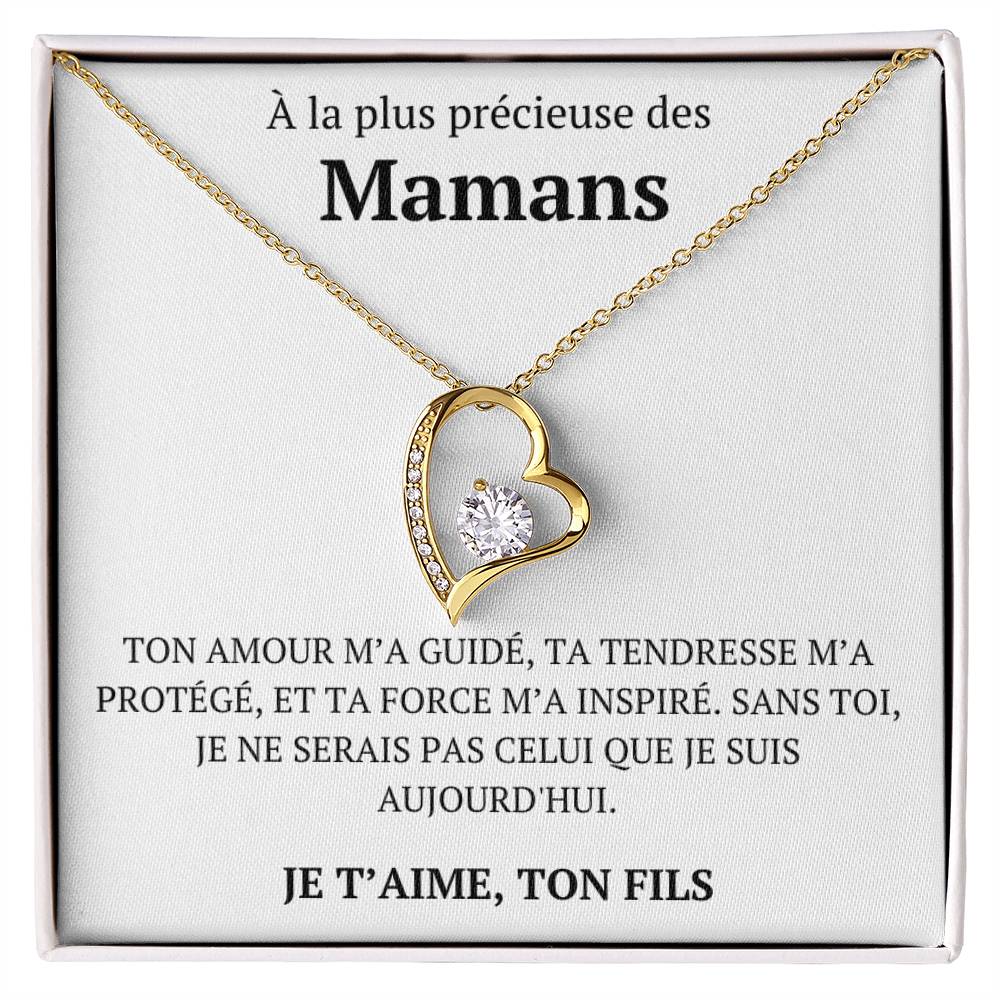 Collier avec un message d'amour "À la plus précieuse des mamans"