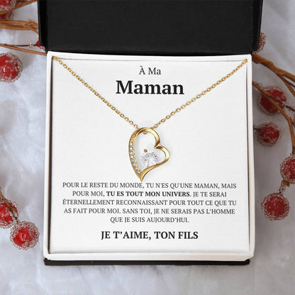 Collier d'amour "À ma maman, pour le reste du monde, ton fils"